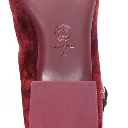 Chanel Velvet Strass CC Bow Mary Jane Flats 39 Burgundy 7 of 10