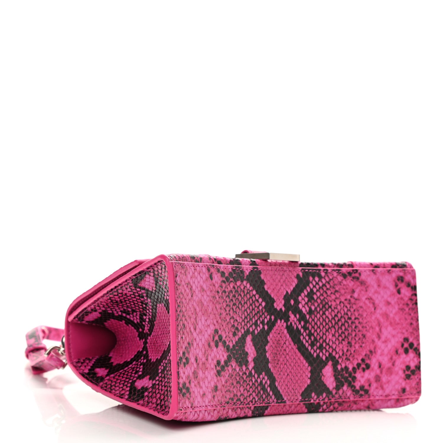Balenciaga Shiny Calfskin Python Effect Small Hourglass Top Handle Bag Fuchsia Black 4 of 8