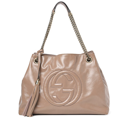 Gucci Patent Medium Soho Chain Shoulder Bag Dark Cipria 1 of 12
