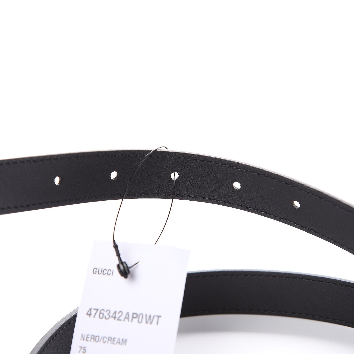 Gucci Calfskin Pearl Double G 20mm Belt 75 30 Black Cream 4 of 6