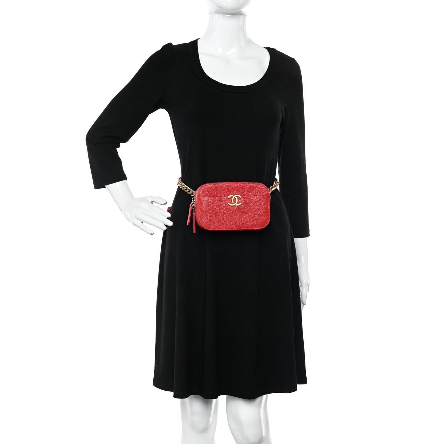 Caviar Quilted Waist Bag Red