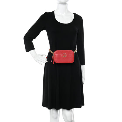 Chanel Caviar Quilted Waist Bag Red 2 of 12