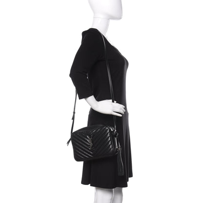 Saint Laurent Calfskin Matelasse Monogram Lou Camera Bag Black 2 of 9