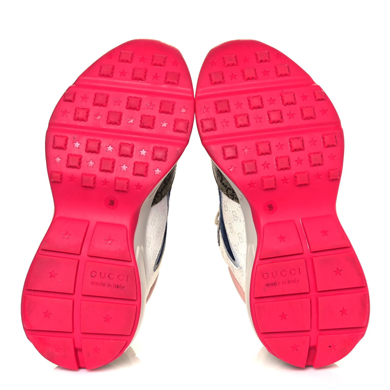 Gucci GG Supreme Monogram Mix Monogram Womens Rhyton Sneakers 39 London Blue Beige Pale Pink 5 of 9