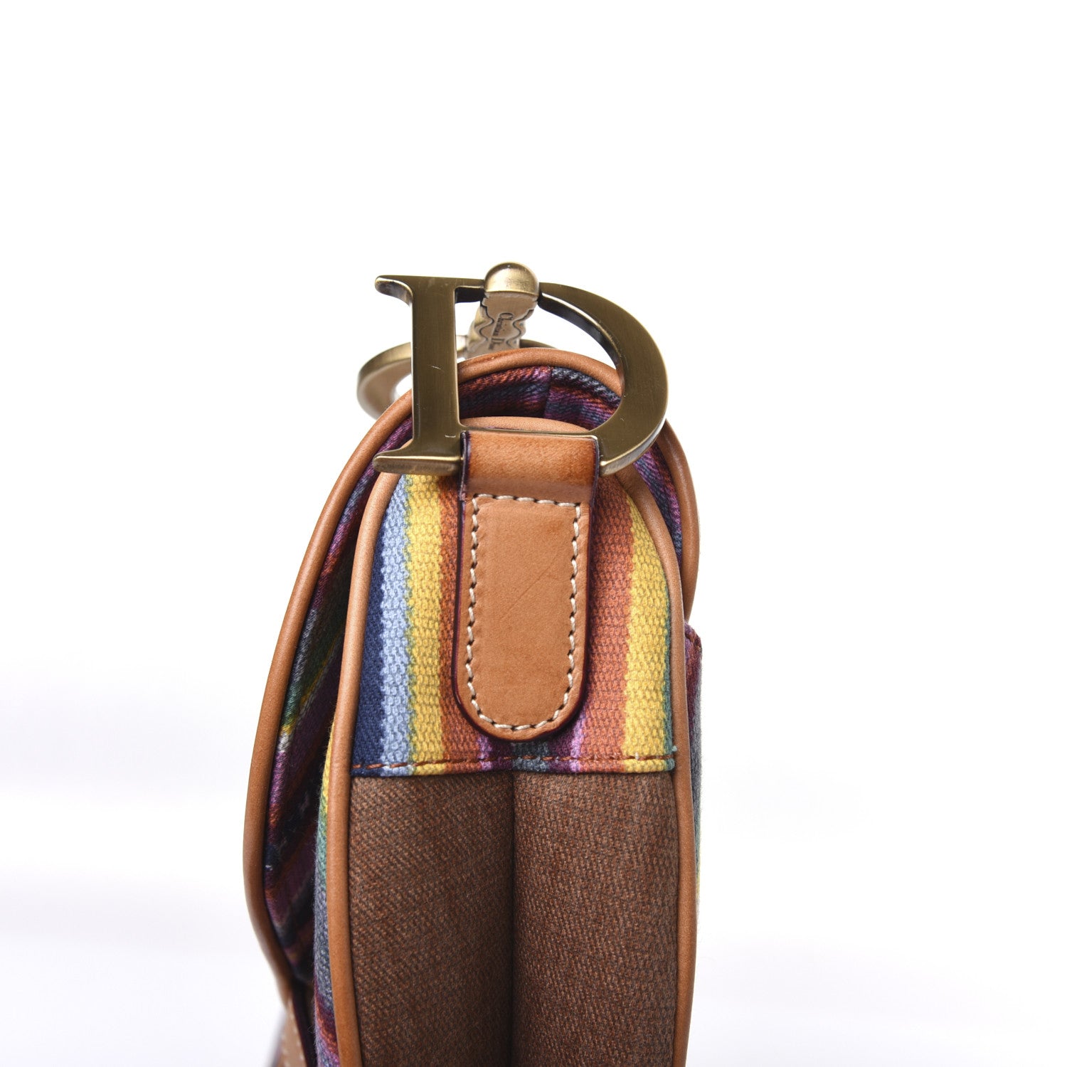 Christian Dior Canvas Striped Saddle Bag Multicolor 11 of 14