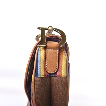 Christian Dior Canvas Striped Saddle Bag Multicolor 11 of 14
