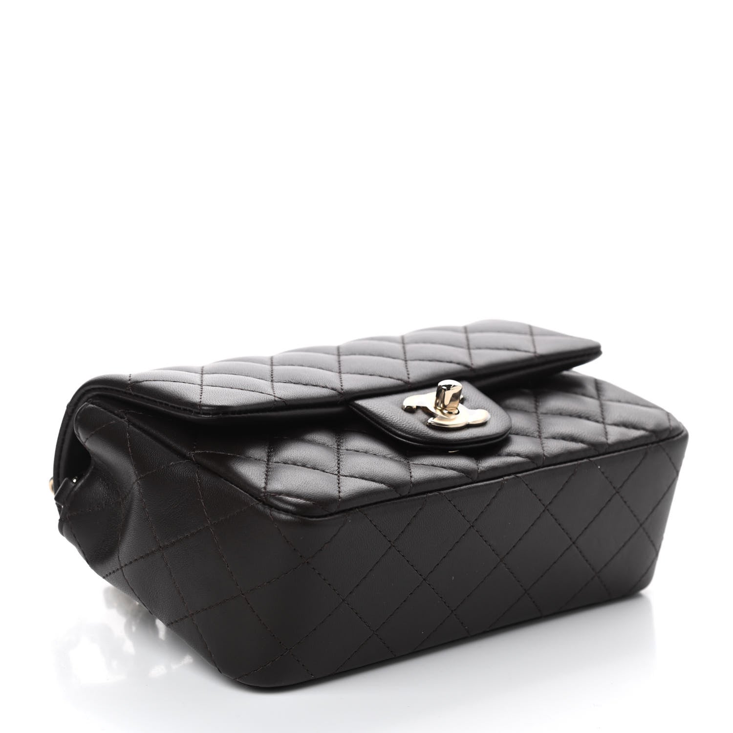 Chanel Lambskin Quilted Mini Rectangular Flap Dark Brown 4 of 10