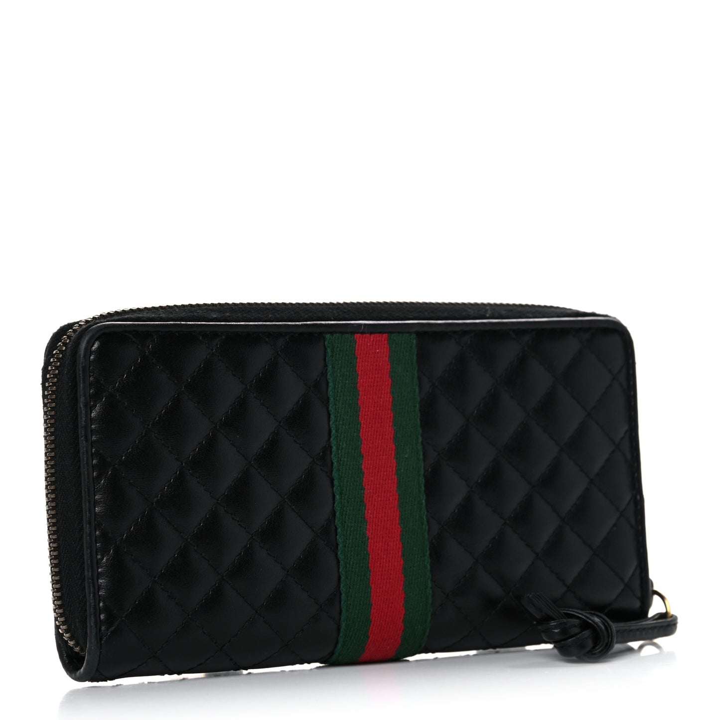 Calfskin Web Trapuntata GG Zip Around Wallet Black