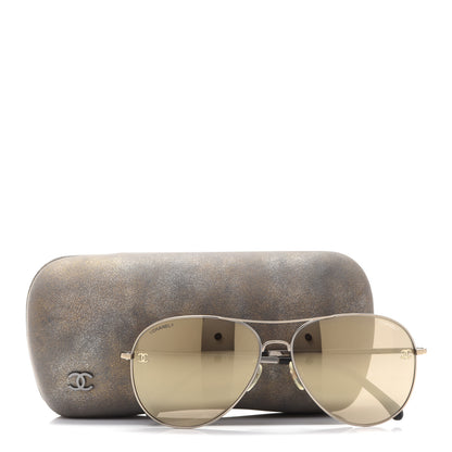 Chanel Metal Aviator CC Sunglasses 4189-T-Q Gold 8 of 8