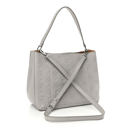 MCM Calfskin Ottomar Monogram Sarah Convertible Hobo Dove 3 of 14