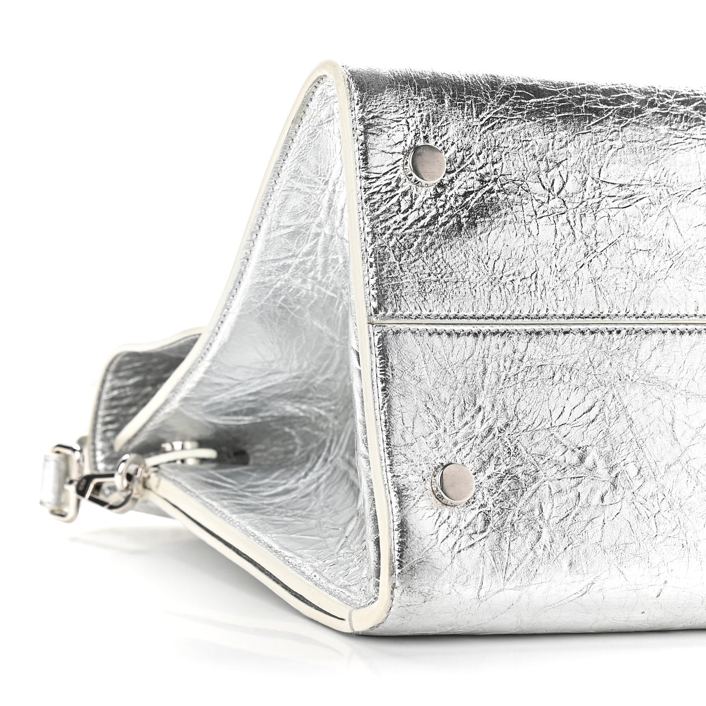 Metallic Calfskin Large Diorever Flap Silver