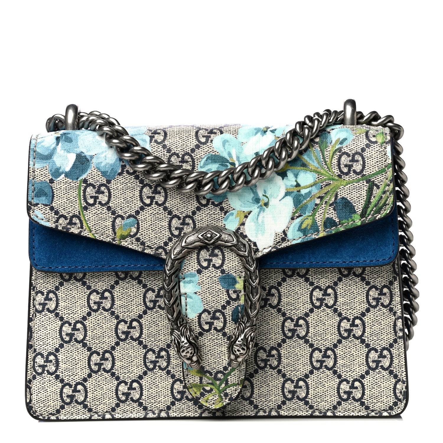 Gucci GG Supreme Monogram Blooms Mini Dionysus Shoulder Bag Beige Navy Vintage Blue 1 of 20