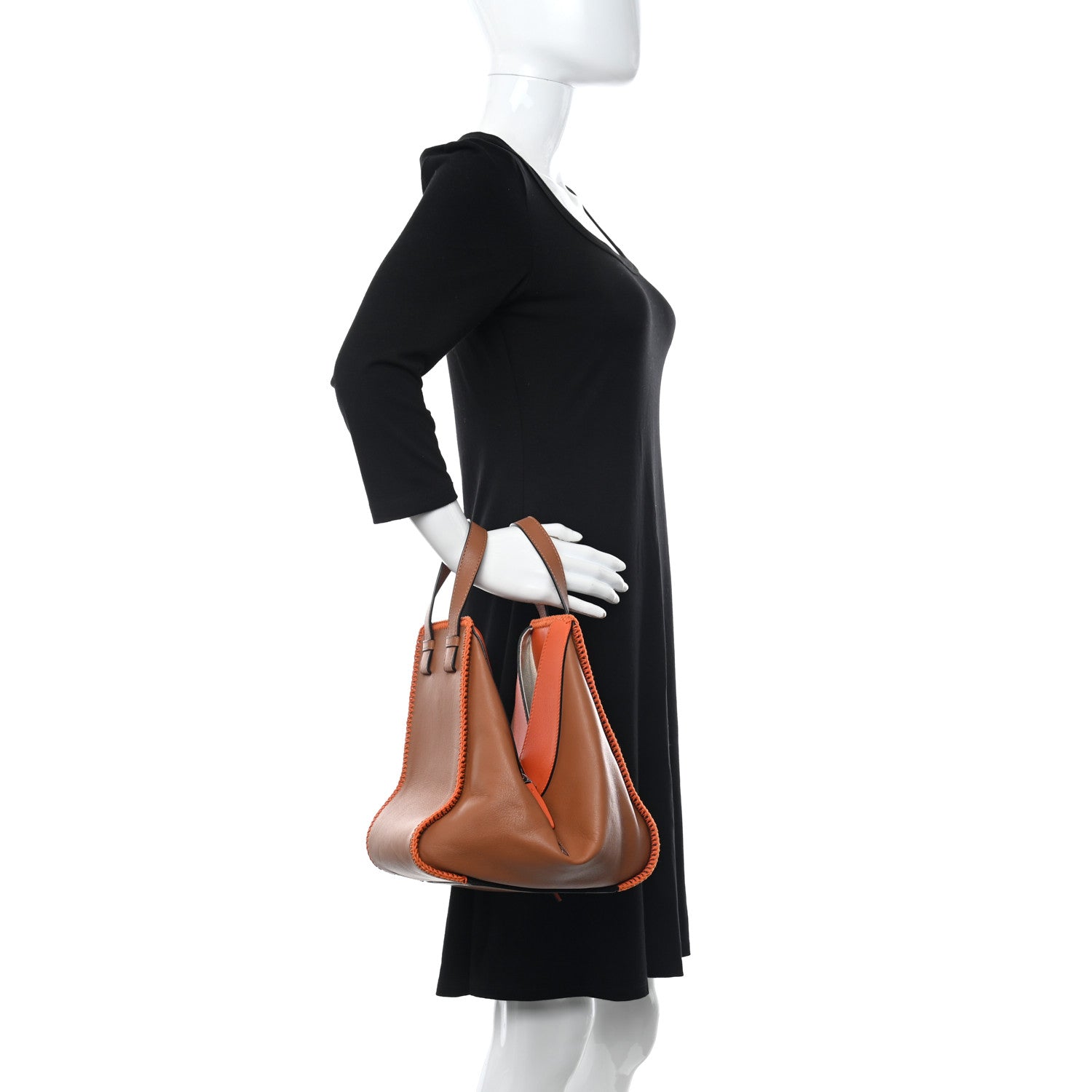 Loewe Calfskin Whipstitch Small Hammock Shoulder Bag Tan Orange 2 of 10