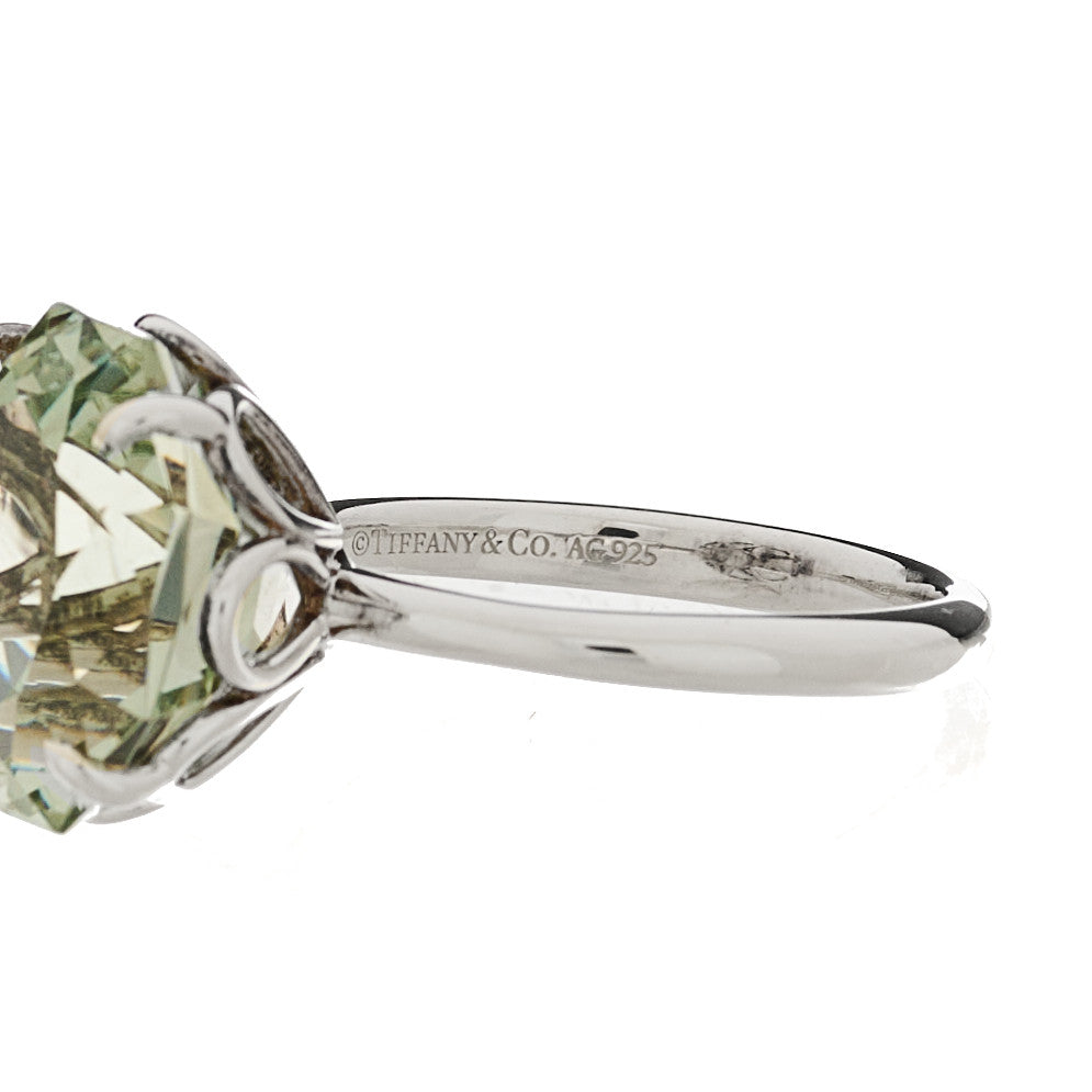 Tiffany Sterling Silver Green Quartz Octagonal Sparklers Cocktail Ring 54 7 5 of 5