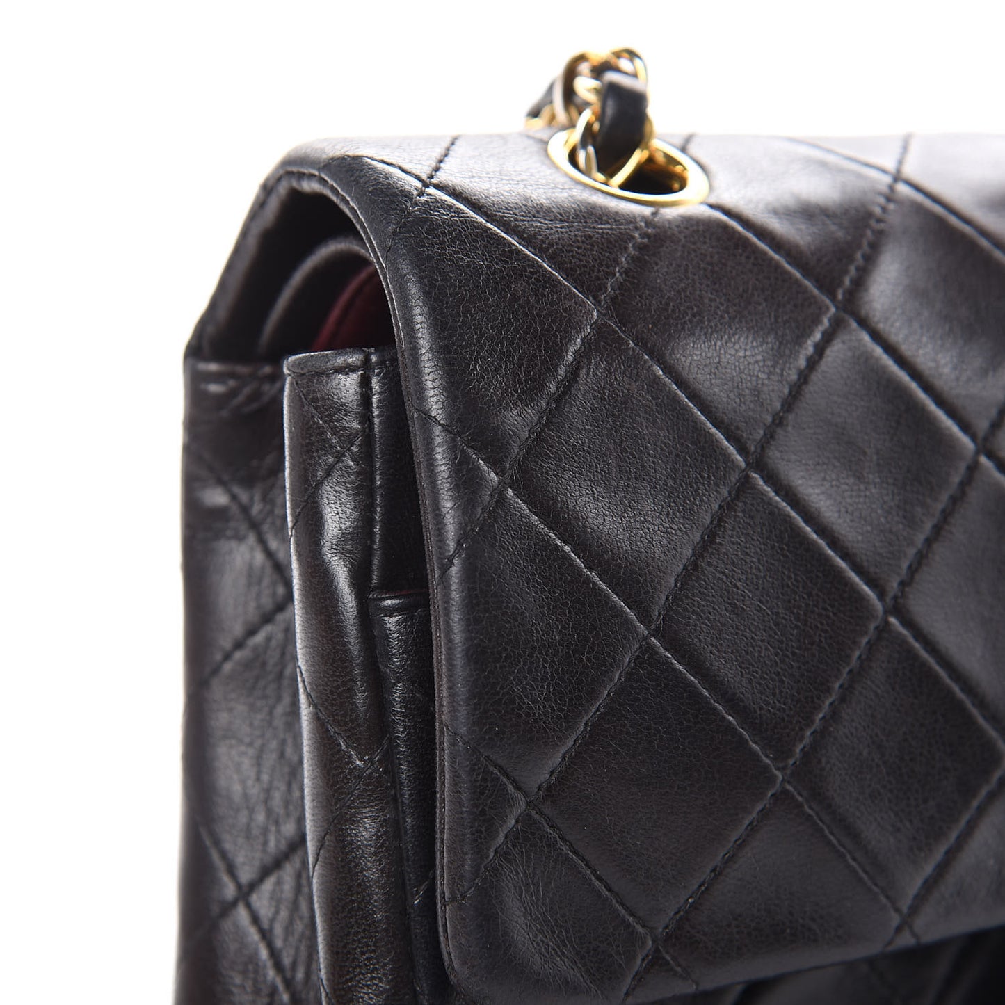 Lambskin Quilted Medium Double Flap Bag Black