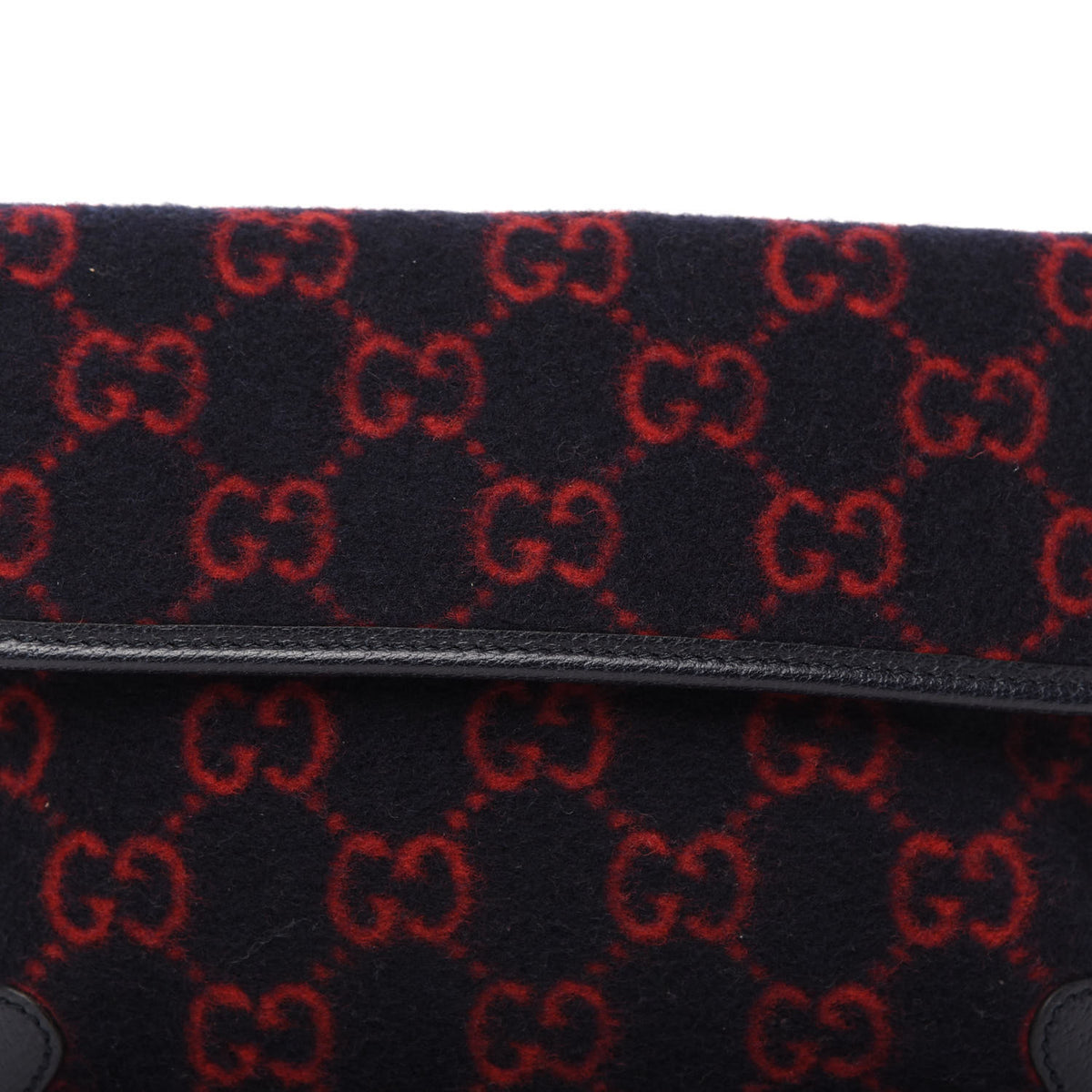 Gucci Covered Wool GG Monogram Slim Belt Bag Navy Red 10 of 10