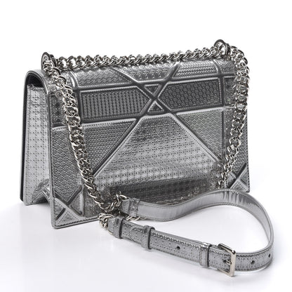 Christian Dior Metallic Patent Micro-Cannage Medium Diorama Flap Bag Silver 2 of 11