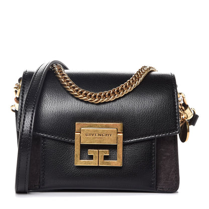 Givenchy Goatskin Suede Mini GV3 Shoulder Bag Black 1 of 8