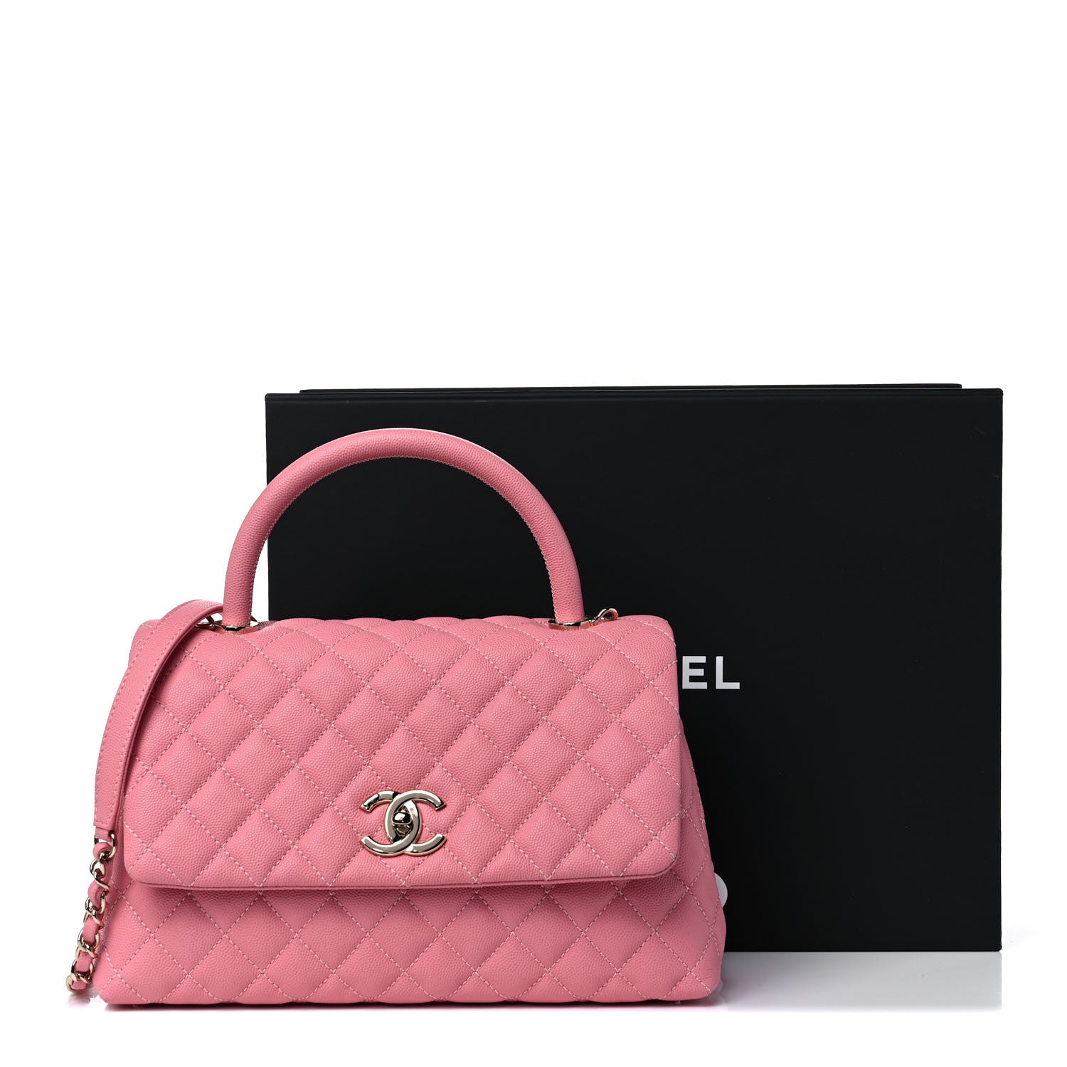 Chanel Caviar Quilted Small Coco Handle Flap Pink 12 of 12