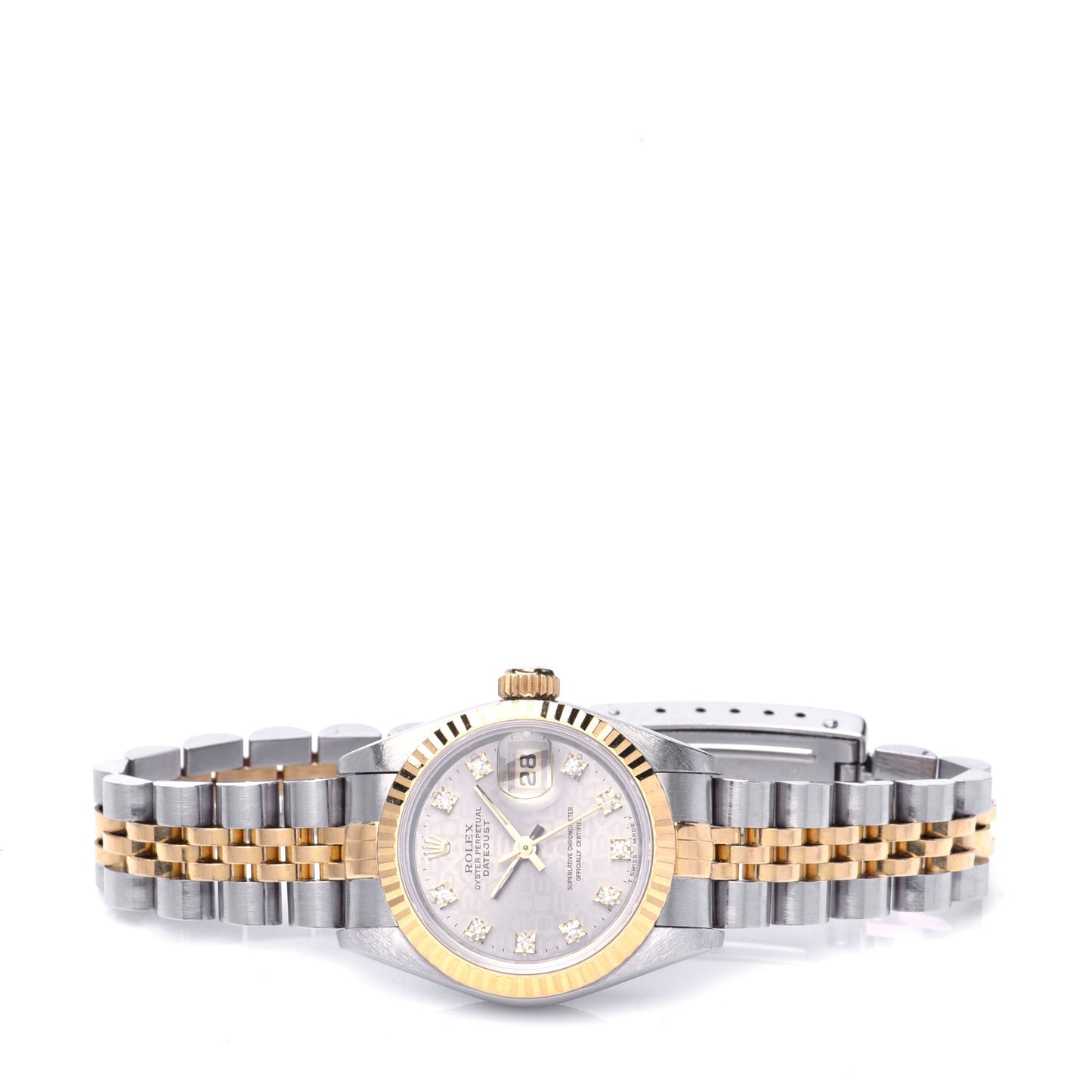 Stainless Steel 18K Yellow Gold Diamond 26mm Oyster Perpetual Datejust Watch Silver Jubilee 69173