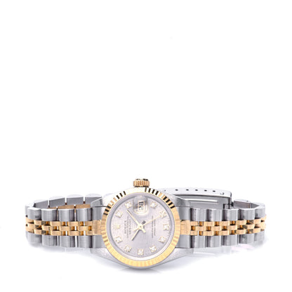 Rolex Stainless Steel 18K Yellow Gold Diamond 26mm Oyster Perpetual Datejust Watch Silver Jubilee 69173 2 of 5