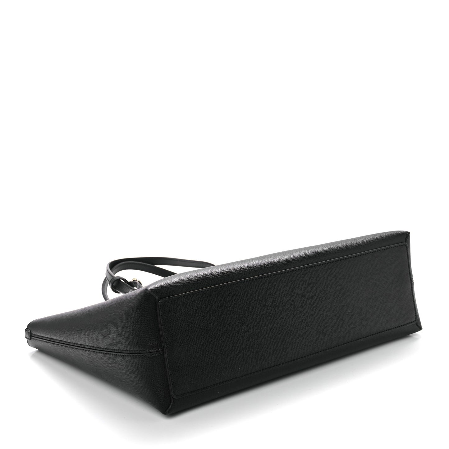 Grainy Calfskin Haymarket Check Medium Reversible Tote Black