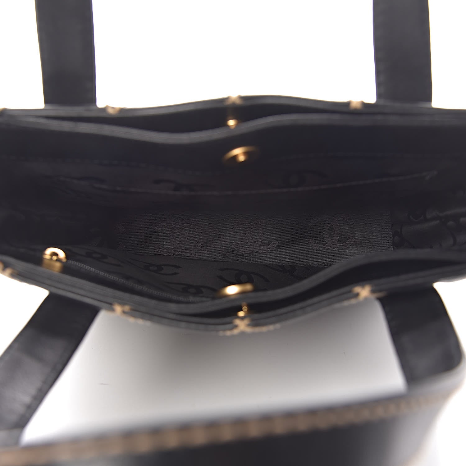 Chanel Calfskin Contrast Stitch Surpique Tote Black 5 of 12