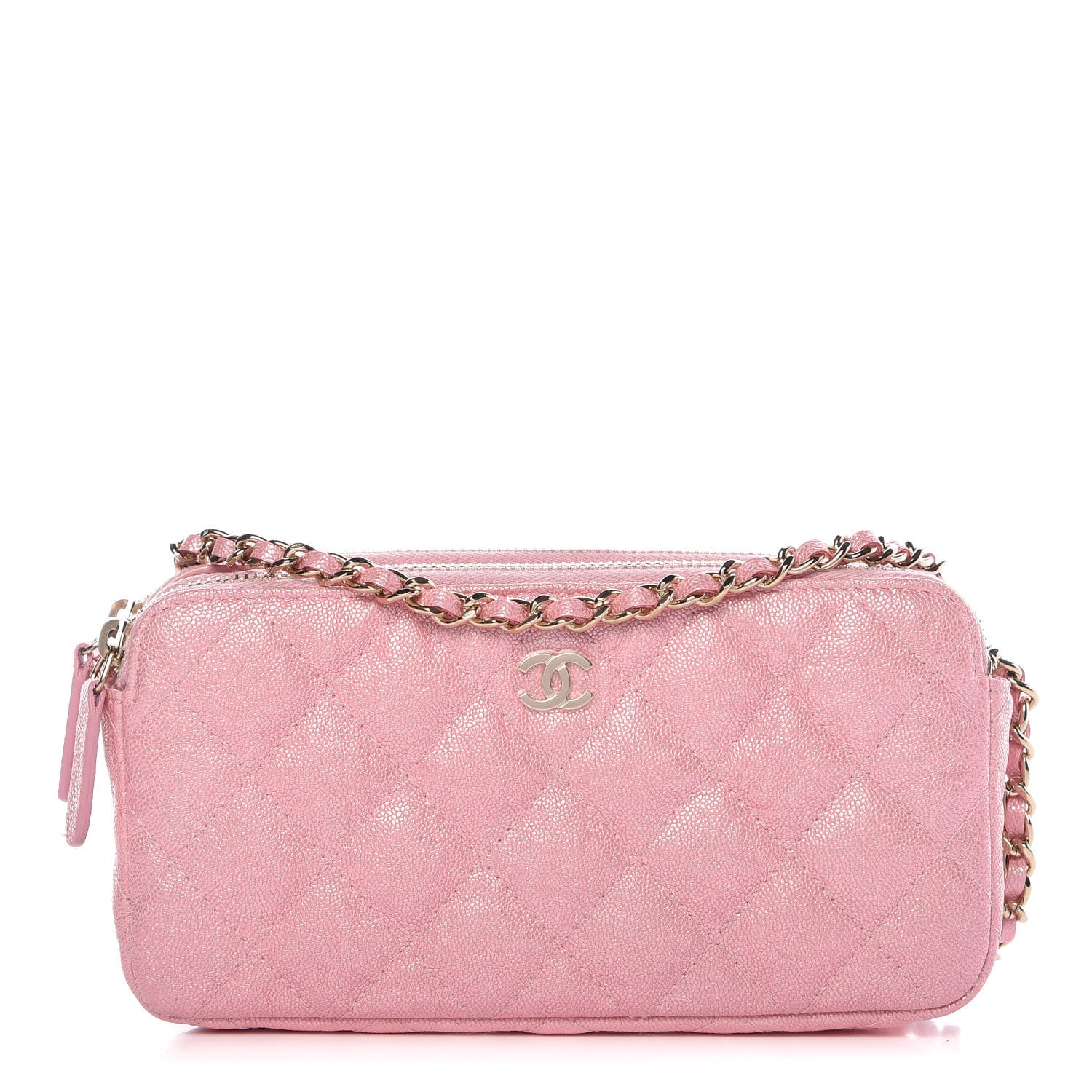 Chanel Iridescent Caviar Quilted Clutch With Chain Rose 1 of 11