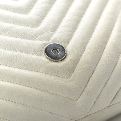 Saint Laurent Sheepskin Matelasse Chevron Monogram Medium College Bag Dove White 10 of 17