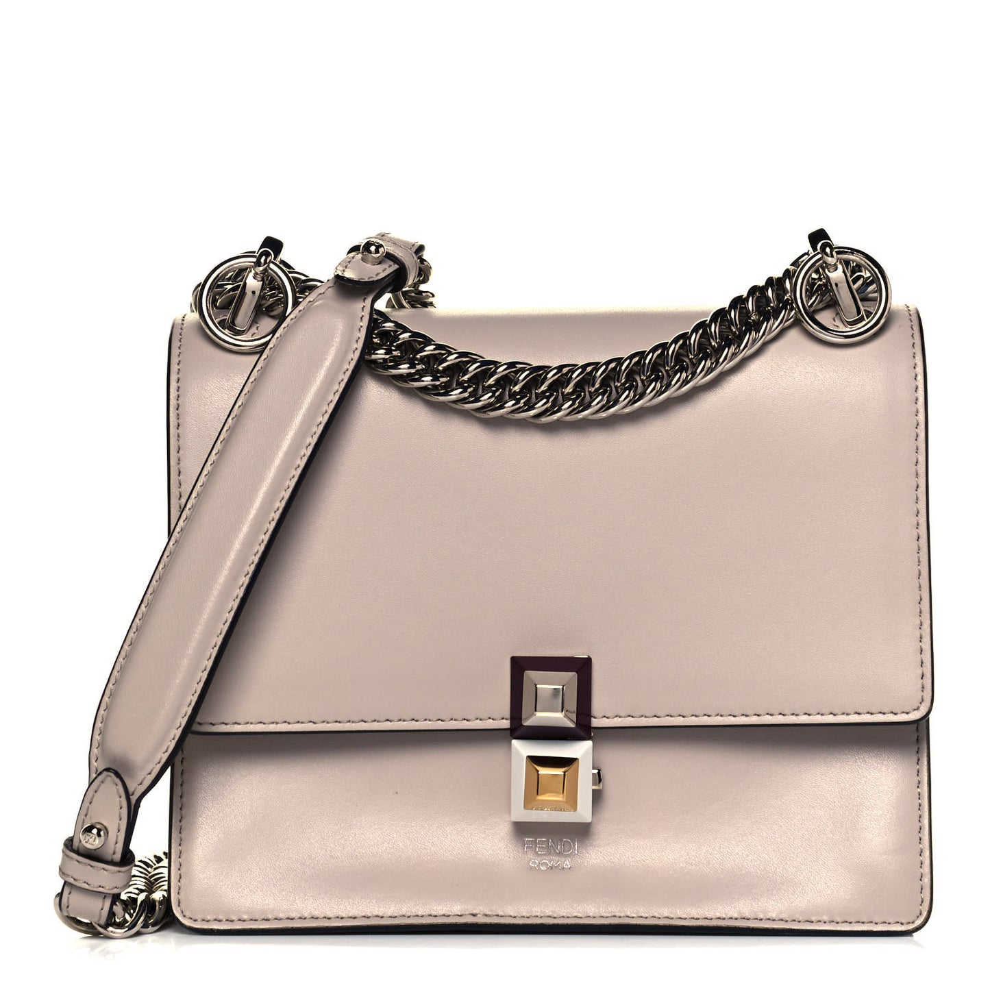 Vitello Liberty Studded Small Kan I Shoulder Bag Grigio Polvere Multicolor