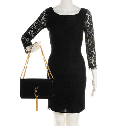 Saint Laurent Smooth Calfskin Medium Classic Monogram Kate Tassel Satchel Black 2 of 7