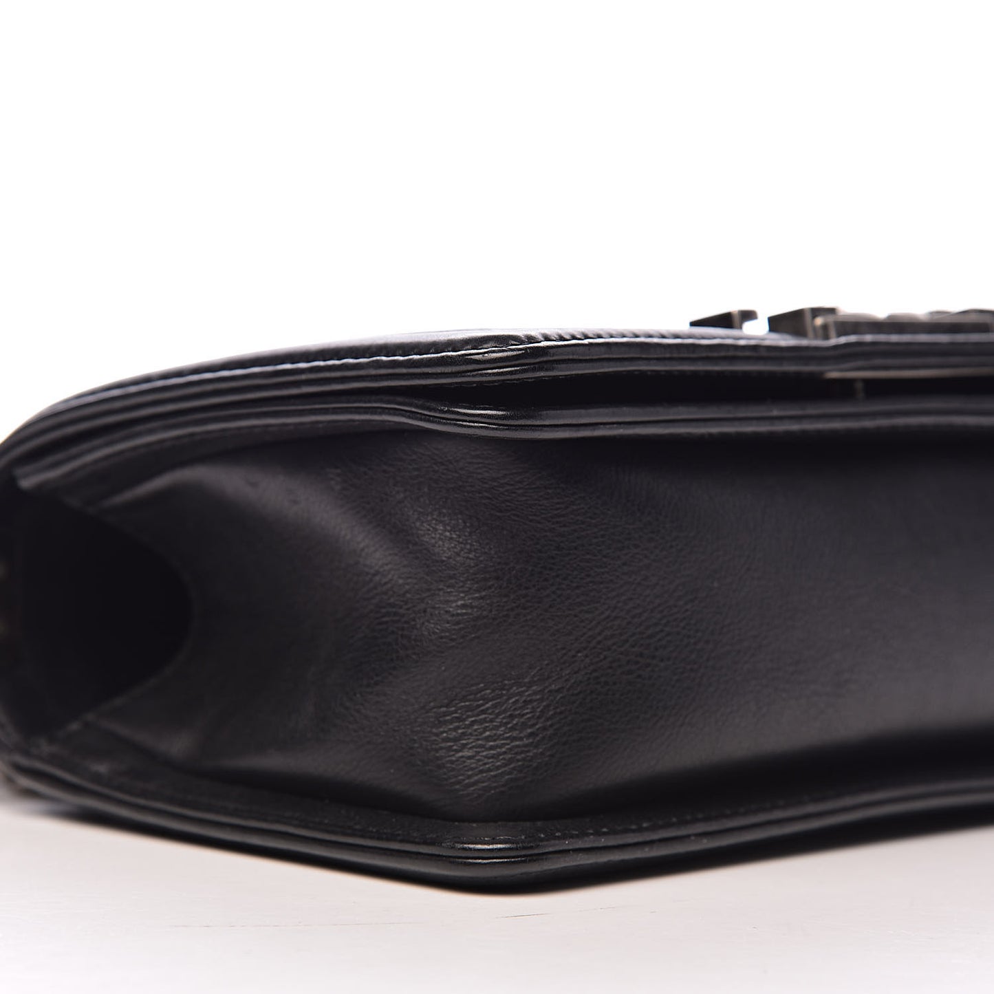 Calfskin Quilted Small Boy Flap Black