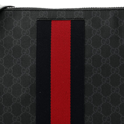Gucci Soft GG Supreme Monogram Appia Calfskin Web East West Messenger Bag Black Grey 8 of 11