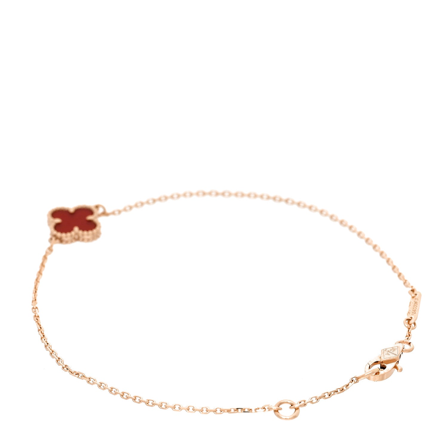 Van Cleef & Arpels 18K Rose Gold Carnelian Sweet Alhambra Bracelet 2 of 6