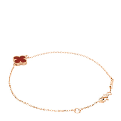 Van Cleef & Arpels 18K Rose Gold Carnelian Sweet Alhambra Bracelet 2 of 6