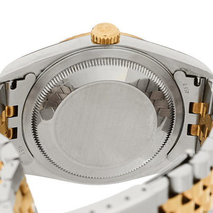 Rolex Stainless Steel 18K Yellow Gold Diamond 36mm Oyster Perpetual Datejust Watch White Roman 16233 4 of 4