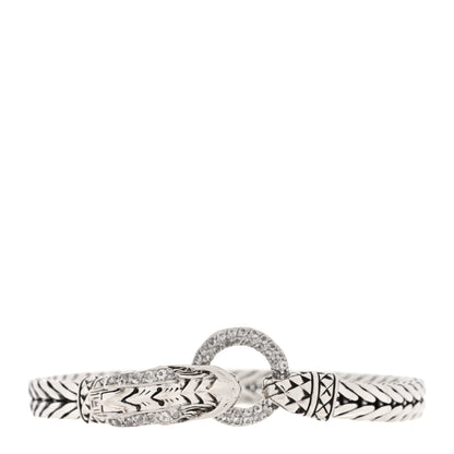 John Hardy Sterling Silver White Topaz Naga Dragon Head Bracelet 1 of 4