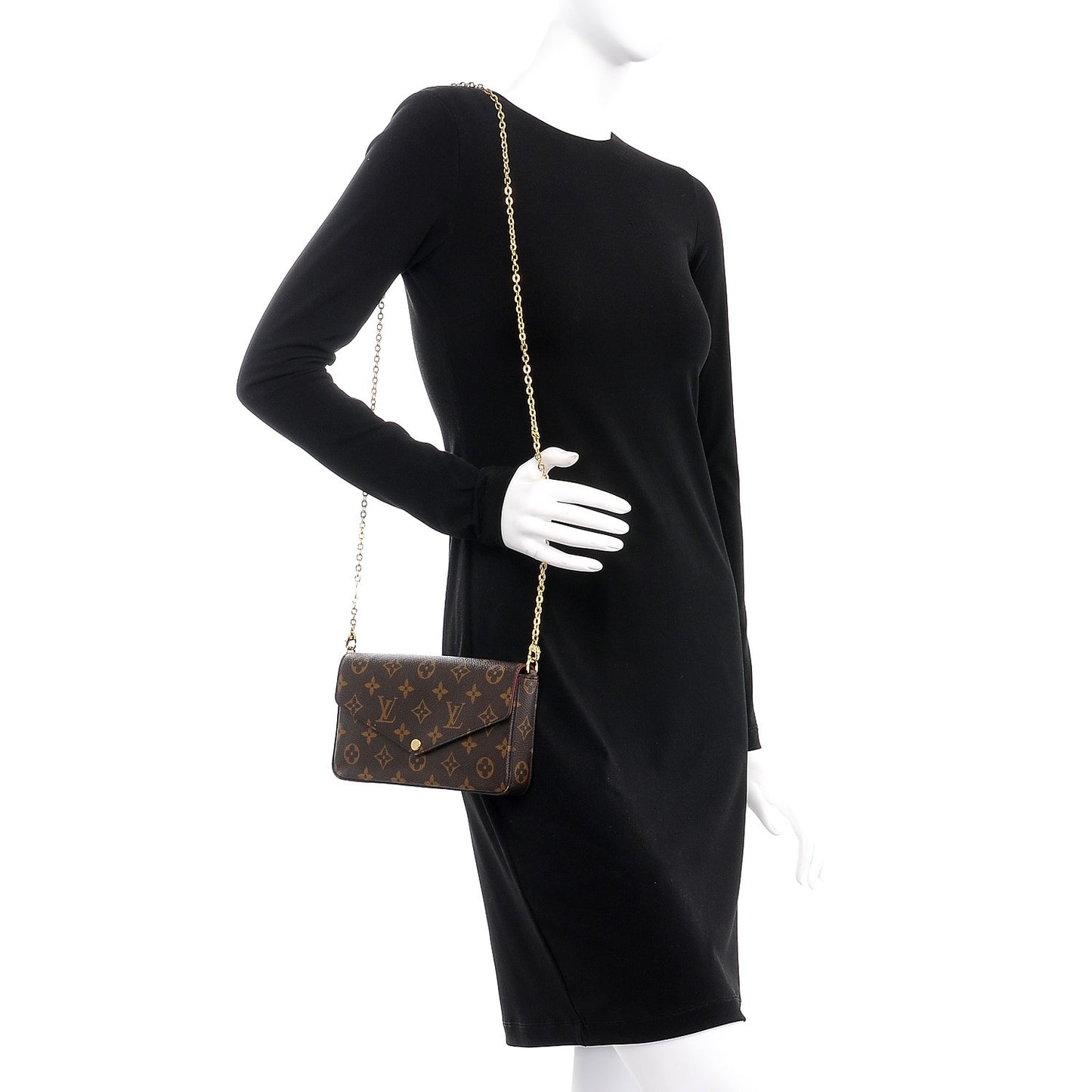 Monogram Pochette Felicie Chain Wallet Fuchsia