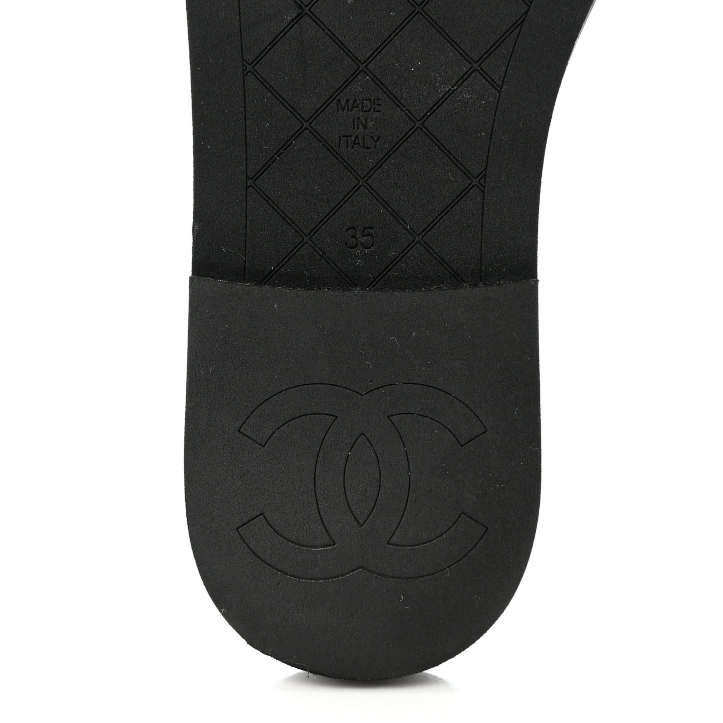 Lambskin Quilted Textured CC Mules Sandals 35 Black