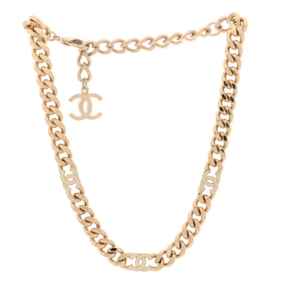 Chanel Metal Enamel Chain CC Choker Gold White 3 of 5