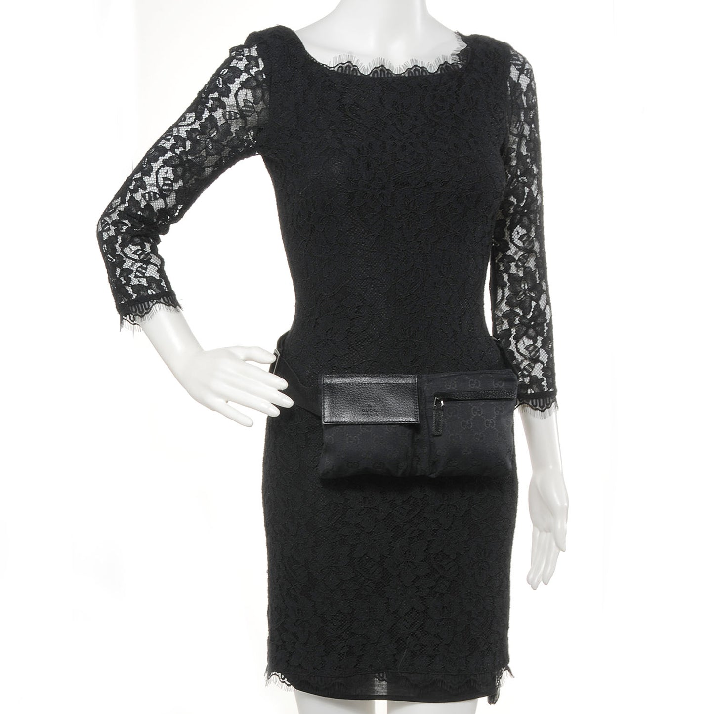 GG Monogram Double Pocket Belt Bag Black