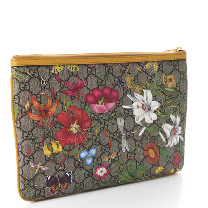 Gucci GG Supreme Monogram Flora Large Ophidia Pouch Clutch Beige Multicolor Crop 3 of 9