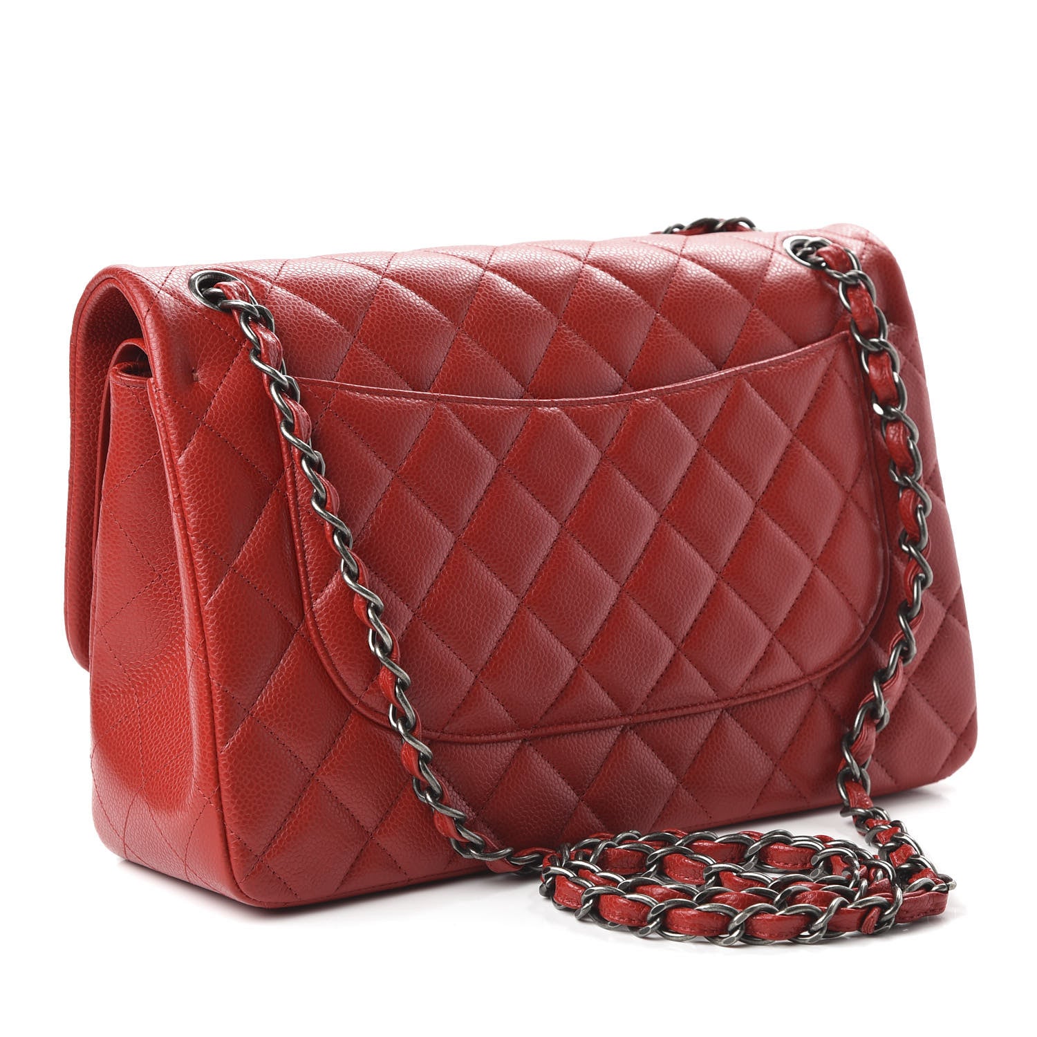 Chanel Caviar Quilted Jumbo Double Flap Red 2 of 10