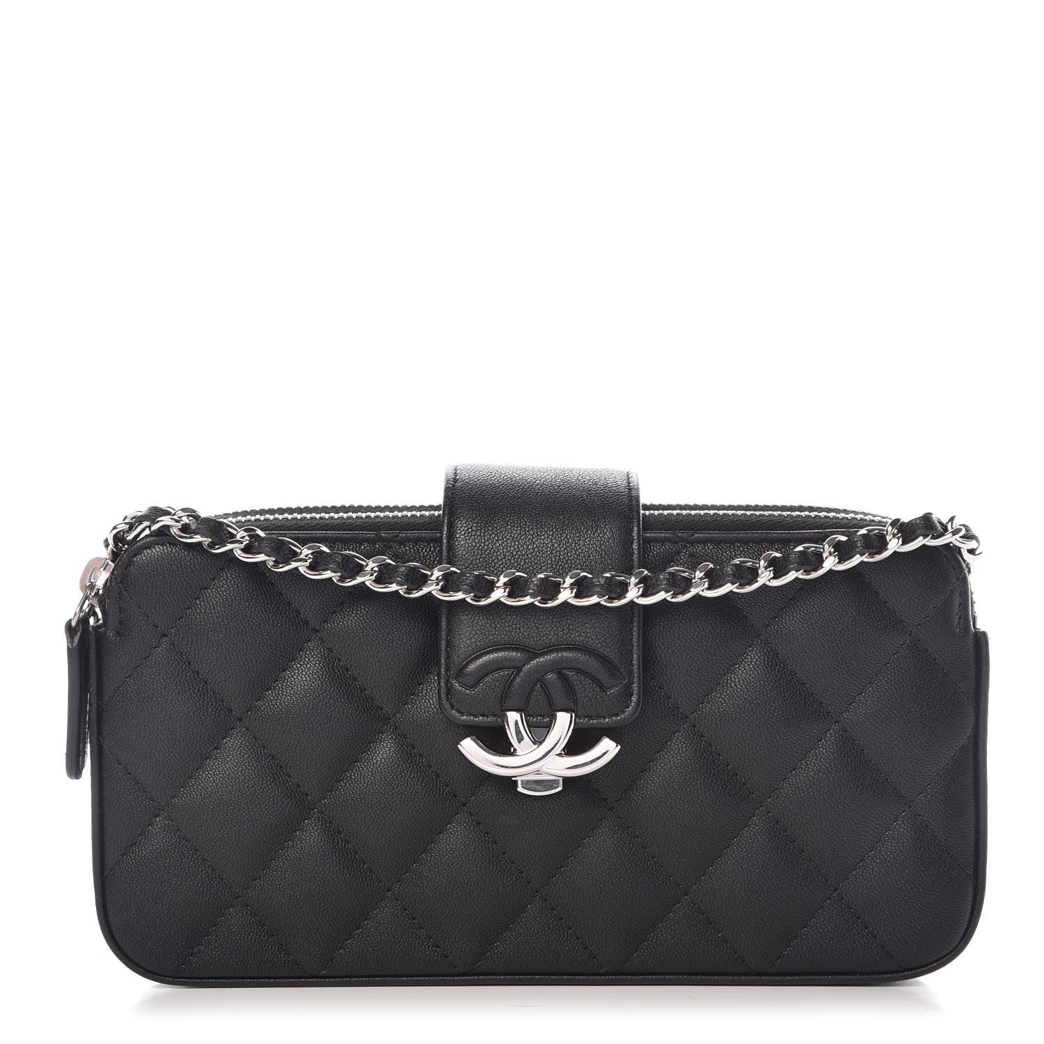 Chanel Lambskin Quilted CC Box Clutch With Chain Black 1 of 9