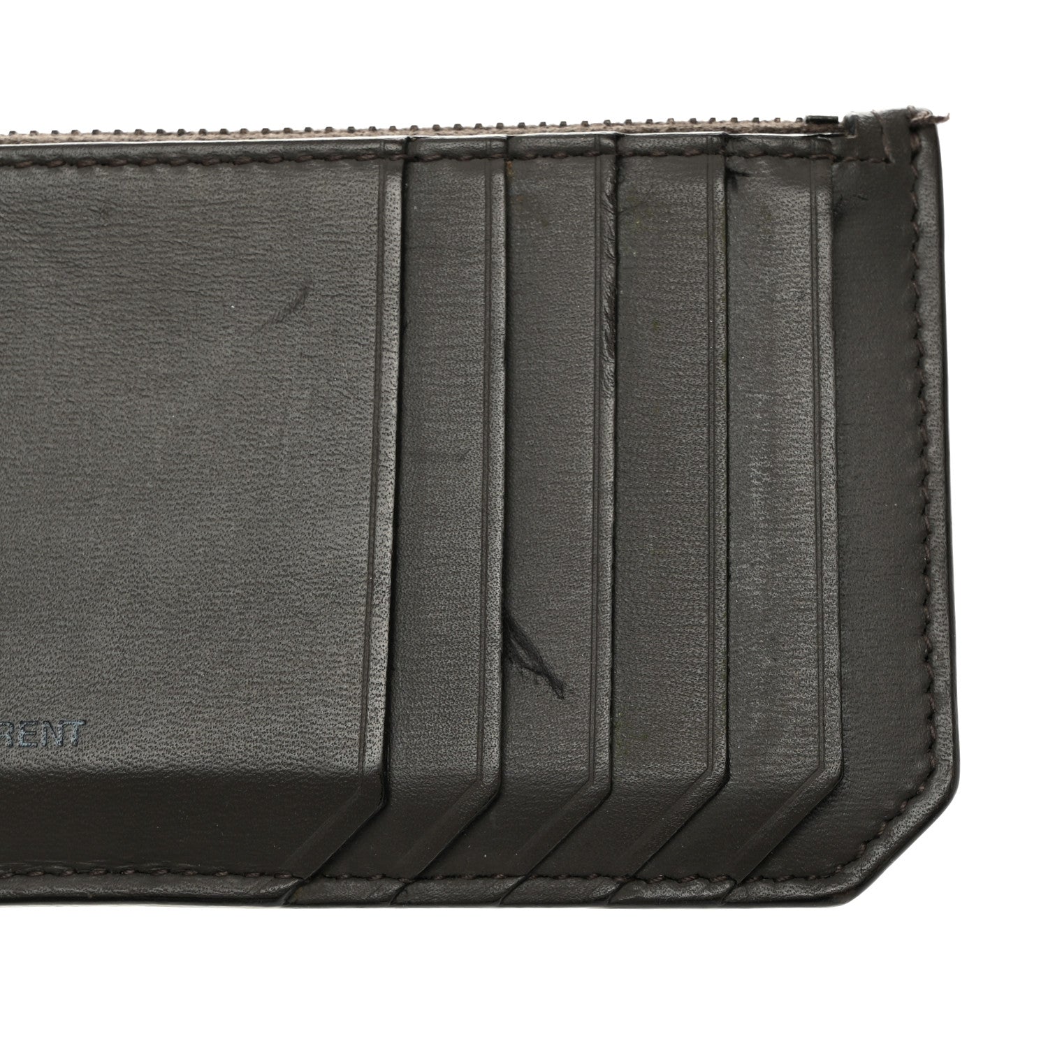 Saint Laurent Calfskin 5 Fragments Zip Pouch Card Holder Fog 9 of 10