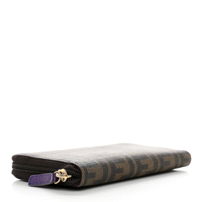 Fendi Zucca Spalmati Vitello Elite Zip Around Wallet Tobacco Viola 4 of 9