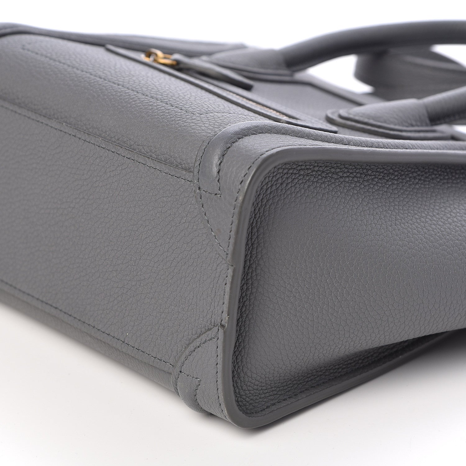 Celine Drummed Calfskin Nano Luggage Kohl 9 of 10