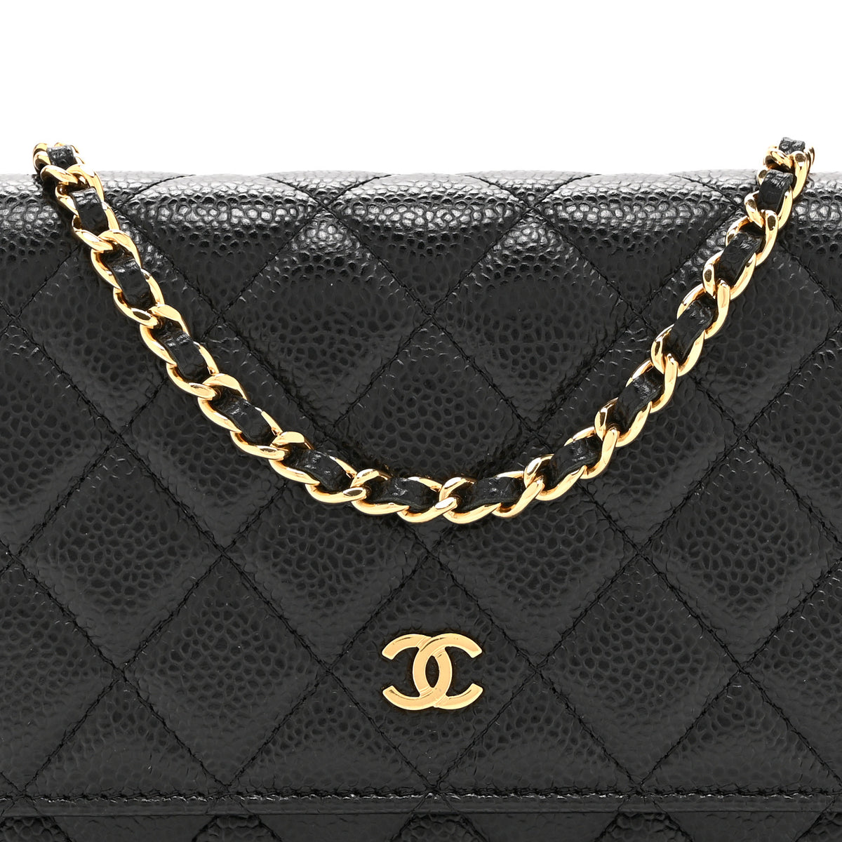 Caviar Quilted Wallet on Chain WOC Black