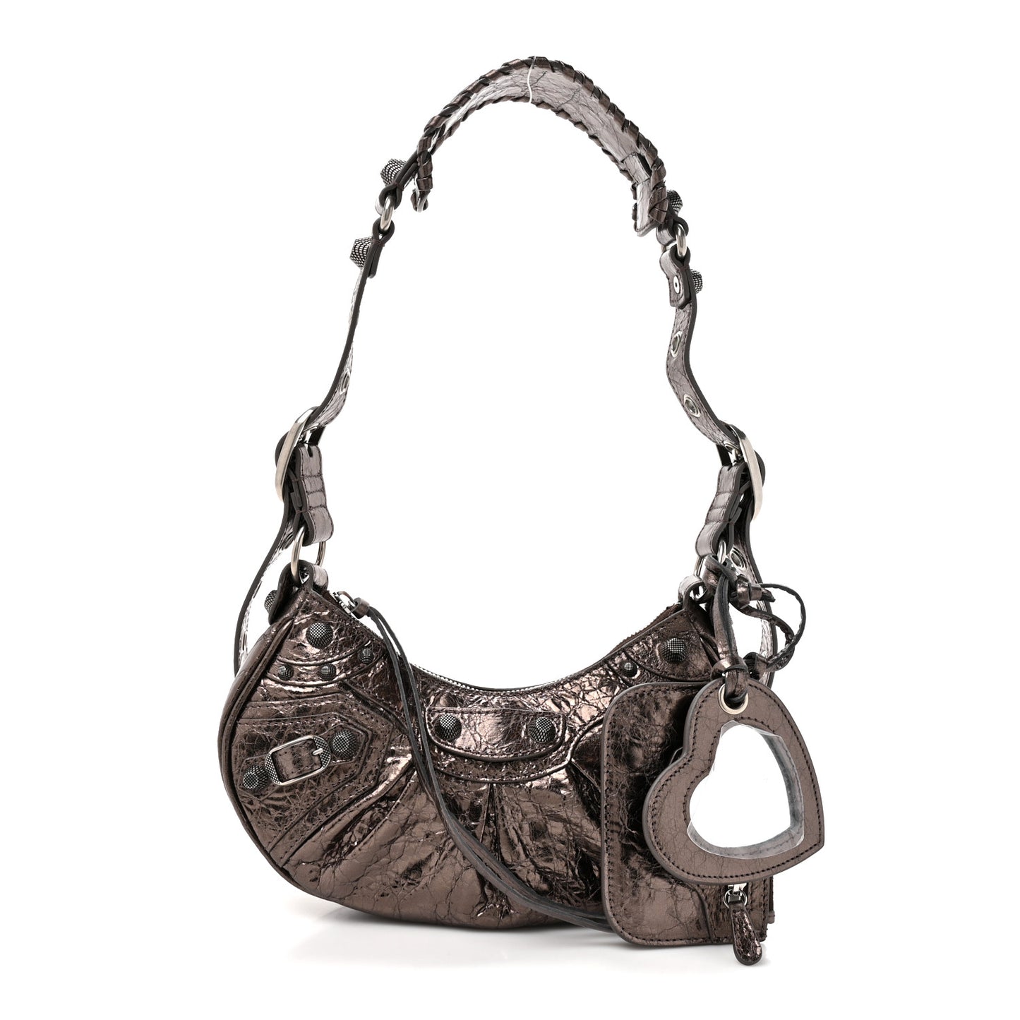 Metallic Agneau Arena Le Cagole Shoulder Bag XS Dark Bronze