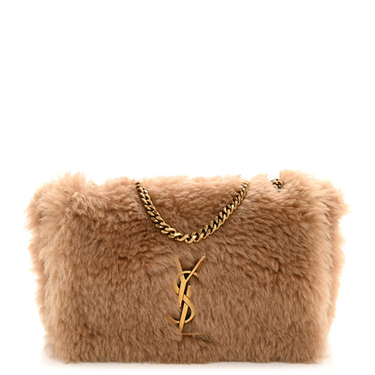 Saint Laurent Shearling Calfskin Small Reversible Monogram Kate Satchel Ecru Dark Brown 1 of 12